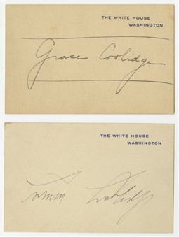 Calvin and Grace Coolidge Signed White House Cards